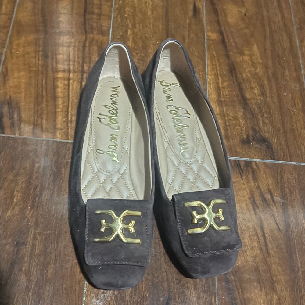 Sam Edelman Dark Brown Flats with Gold Detail